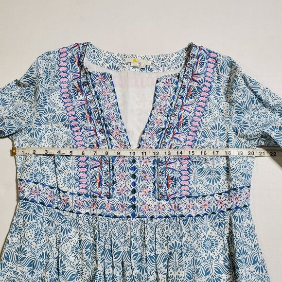 BODEN  Embroidered Cotton Midi Dress Size US 8 Printed Beachy Womens - Picture 10 of 15